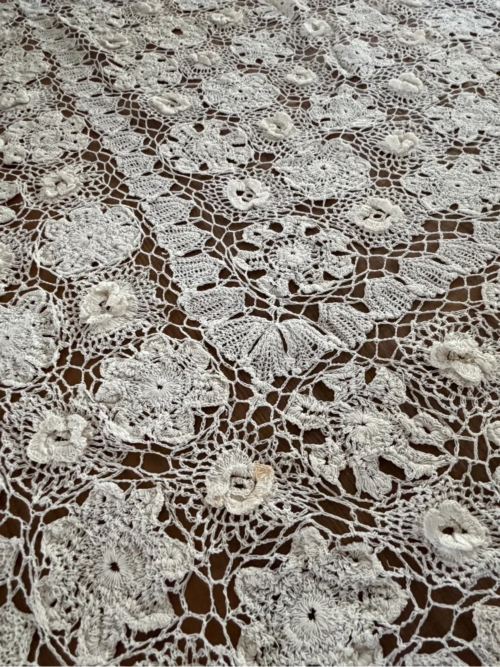 Handmade Cream Crochet Tablecloth - Elegant Lace Dining Linen